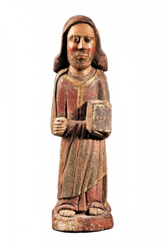 Saint Jean l'évangéliste en bois de noyer polychromé, fin du XIIIe